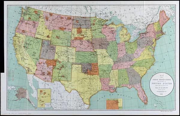 Map showing Indian reservations within the limits of the United States, 1906