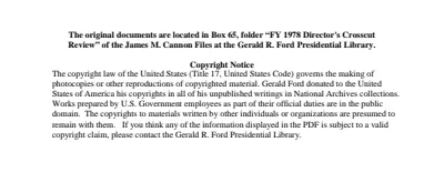 FY 1978 Director's Crosscut Review