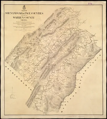 Map of Shenandoah & Page counties and part of Warren County, Virginia