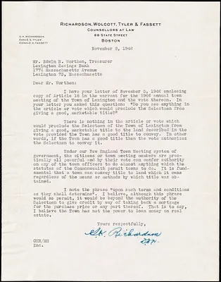 Letter from G. K. Richardson to Edwin B. Worthen, November 8, 1946
