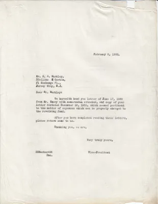 Letters Sent to E.A. Markley, February 8, 1935