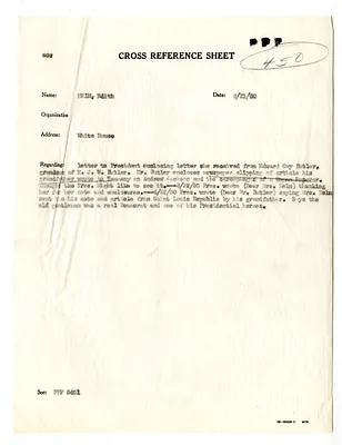 Cross Reference Memorandum
