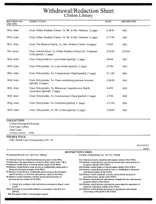 HRC Health Care Correspondence 94 - M