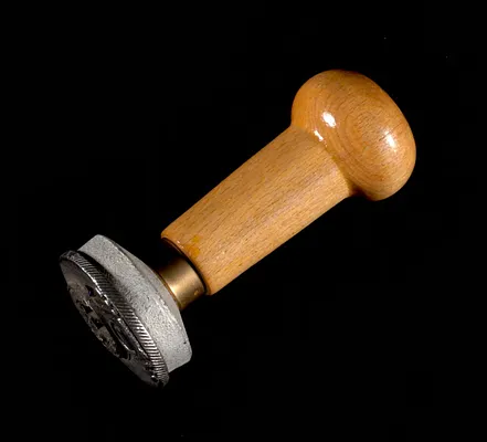 Post office wood handle/metal interchangeable stamp base