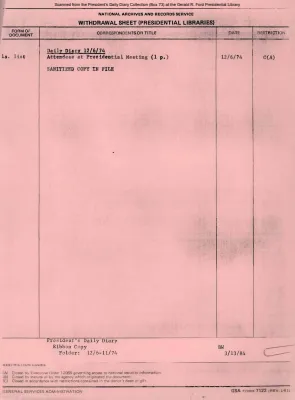 President Gerald R. Ford's Daily Diary, December 06, 1974