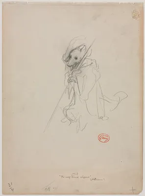 Sketch for "The Wolf Turned Shepherd" (recto)
