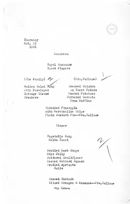 White House Luncheon and Dinner Menu