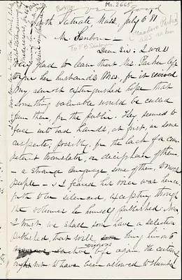 Letter from William Henry Fish, South Scituate, [Massachusetts], to Franklin Benjamin Sanborn, 1881 July 6