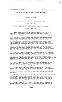 Emergency Medical Services Week, 1975 [Proclamation]