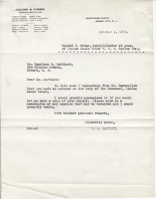Letters Received to Dr. Harrison S. Martland [Dr. Harrison Martland], October 1, 1935