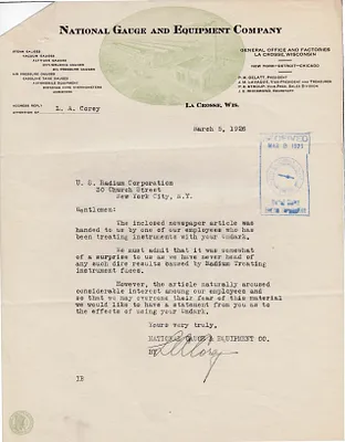 Letters Received, March 5, 1926