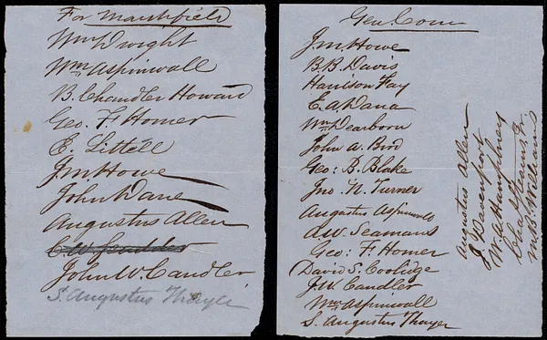 Lists of members of the general court for Brookline and Marshfield