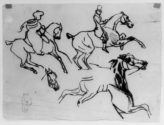 Sketch of Horses and Riders after Gericault