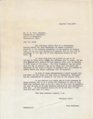 Letters Sent to Dr. S.C. Lind, December 13, 1927