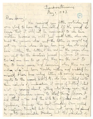Letter from Mary Jane Truman to Harry S. Truman