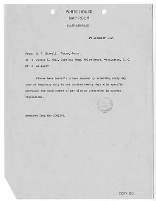 Cable from H. D. Maxwell to Justin Wolf