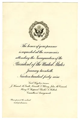 Invitation to Presidential Inauguration