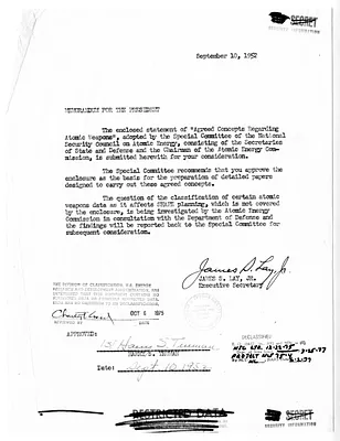 Memorandum from James Lay to President Harry S. Truman with Attachment