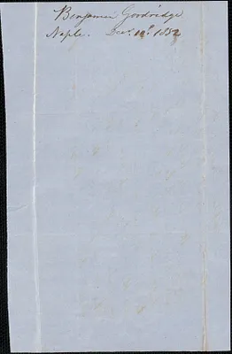 Benjamin Goodridge to Samuel Warner, 10 December 1852