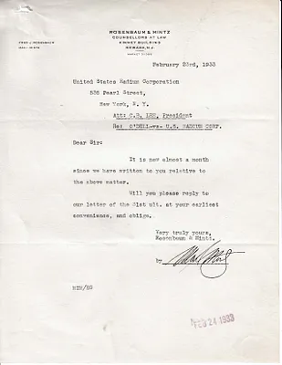 Letters Received to C.B. Lee, February 23, 1933