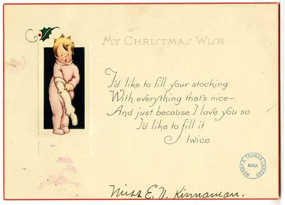 Christmas Card from Edna V. Kinnaman to Margaret Truman