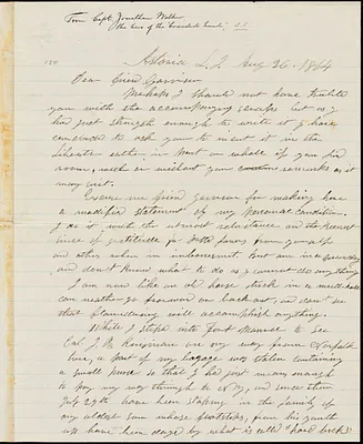 Letter from Jonathan Walker, Astoria, L[ong] I[sland], [New York], to William Lloyd Garrison, 1864 Aug[ust] 26