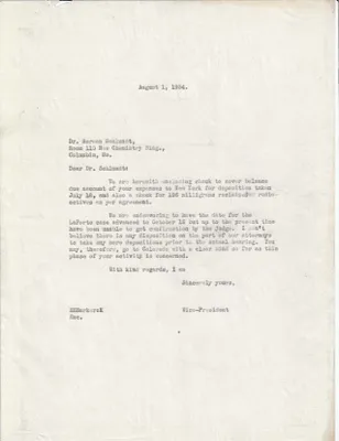 Letters Sent to Dr. Herman Schlundt, August 1, 1934