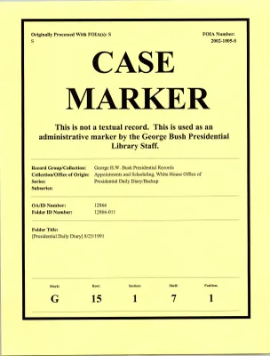 [Presidential Daily Diary] 8/23/1991