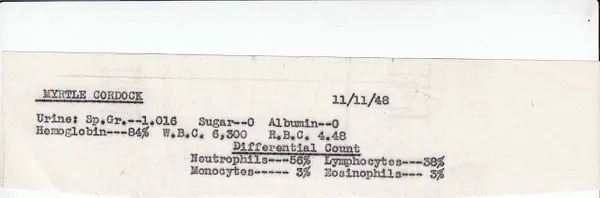Lab Results, November 11, 1948