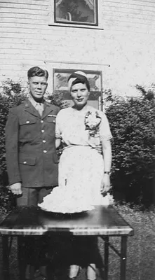 Bob Nervig and Lois Engleman on their wedding day, 1946