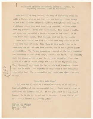Statement Dictated by General George S. Patton, Jr.