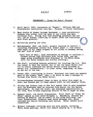 Chronology of Atoms for Peace Project