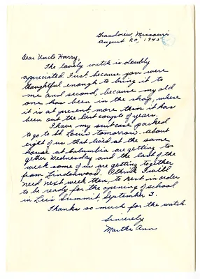 Letter from Martha Ann Truman to Harry S. Truman