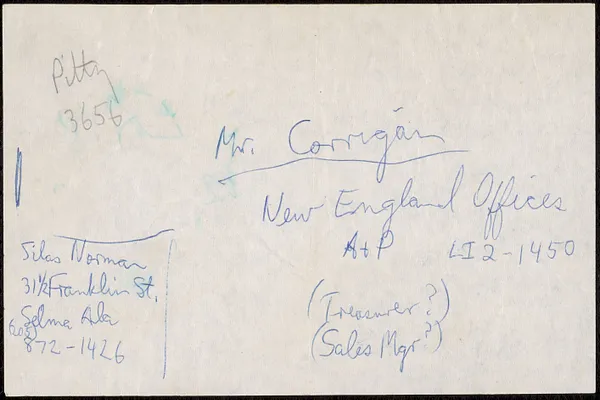 Slip of paper phone numbers
