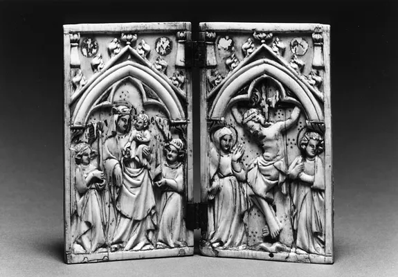 Diptych with Virgin and Angels and Crucifixion