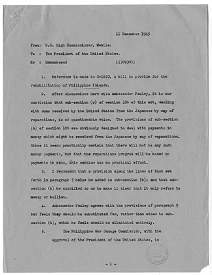 Message from Paul McNutt to President Harry S. Truman