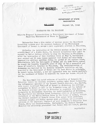 Memorandum from Secretary of State George C. Marshall to President Harry S. Truman