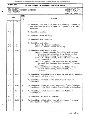 President Gerald R. Ford's Daily Diary, December 24, 1975