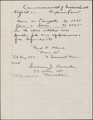 Appearance of Fred H. Moore and William J. Callahan for defendants