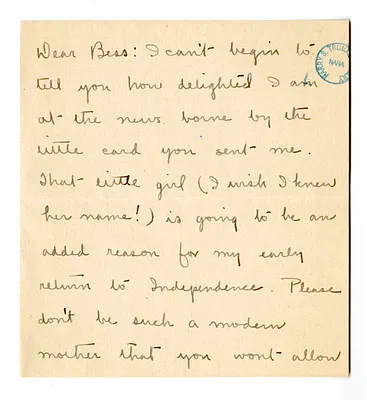 Letter from Mattie to Bess W. Truman