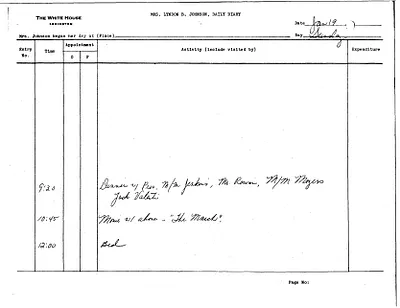 Lady Bird Johnson's Daily Diary Entry, 1/19/1964