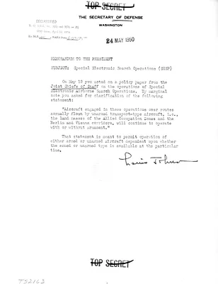 Memorandum from Secretary of Defense Louis Johnson to President Harry S. Truman