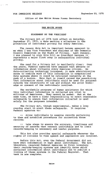 Statement by the President on the Privacy Act of 1974 [Ford Speech or Statement]