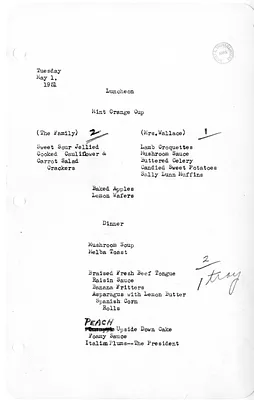 White House Luncheon and Dinner Menu