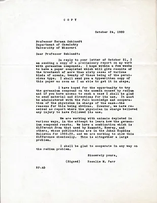 Letters Sent to Professor Herman Schlundt [Dr. Herman Schlundt], October 24, 1930