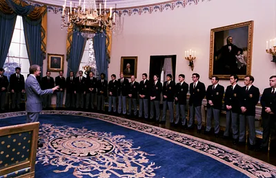 Jimmy Carter Greeting Members of the Secret Service Uniformed Division (SSUD) who Serve as Tour Officers for the White House