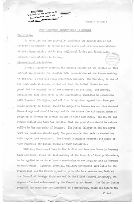 Report, Annex 2 to Council of Foreign Ministers Report 3, Post Surrender Acquisitions in Germany