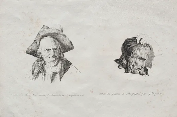 Receuil d'essais lithographiques:  Deux têtes