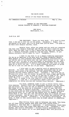 Clinton - Fulbright Tribute [May 5, 1993]