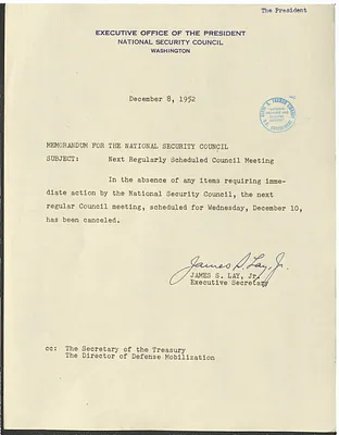 Memorandum from James S. Lay, Jr. to the National Security Council